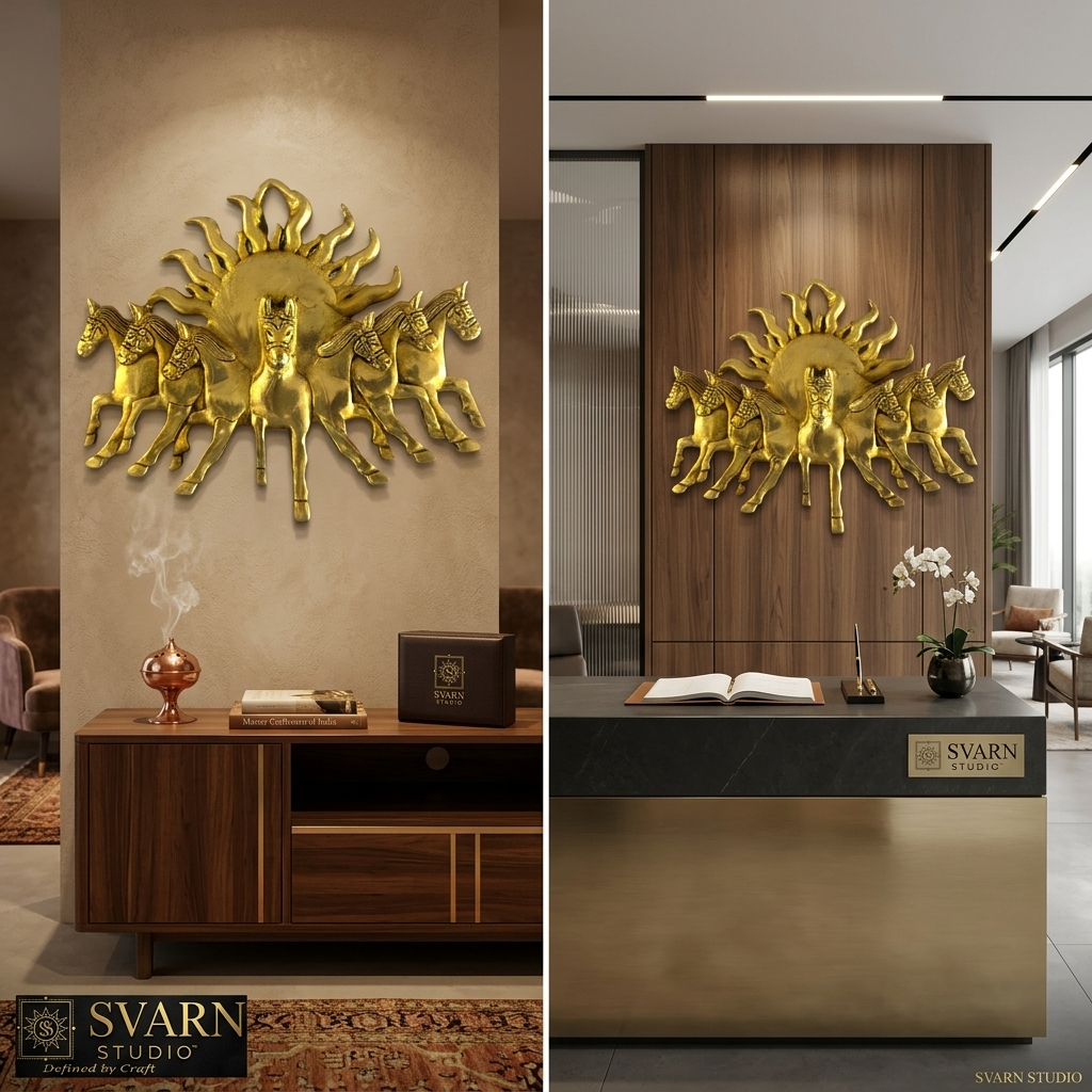 Svarn Studio 7 Horses Wall Decor - Lifestyle with Hand Scale Reference