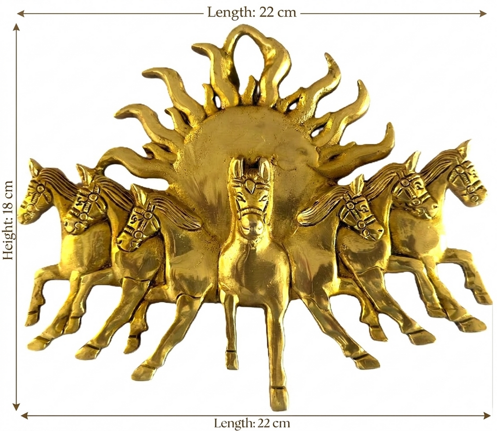 Svarn Studio Brass 7 Horses Wall Decor - Dimensions 22cm x 18cm