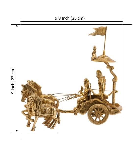 Svarn Studio pure brass Arjun Rath handcrafted Mahabharata chariot showpiece Krishna Arjun home decor gifting