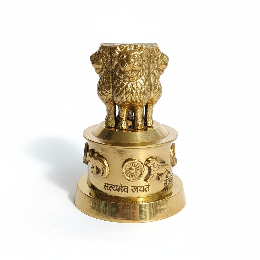 Pure Brass Ashok Stambh| Handcrafted National Emblem of India Showpiece | Svarn Studio