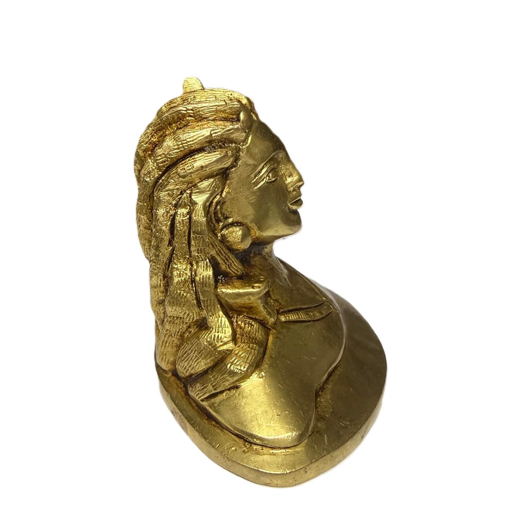 Svarn Studio Brass Adiyogi Shiva Bust Idol, Gold Finish, Handcrafted Figurine, Home Décor & Puja Mandir Statue, 9 x 7 cm