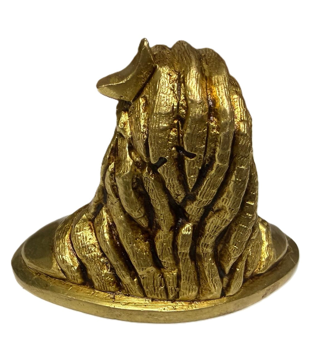 Svarn Studio Brass Adiyogi Shiva Bust Idol, Gold Finish, Handcrafted Figurine, Home Décor & Puja Mandir Statue, 9 x 7 cm