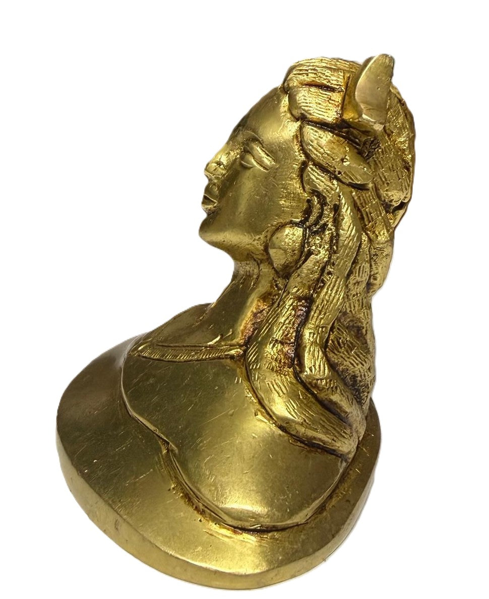 Svarn Studio Brass Adiyogi Shiva Bust Idol, Gold Finish, Handcrafted Figurine, Home Décor & Puja Mandir Statue, 9 x 7 cm