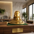 Svarn Studio Brass Adiyogi Shiva Bust Idol, Gold Finish, Handcrafted Figurine, Home Décor & Puja Mandir Statue, 9 x 7 cm