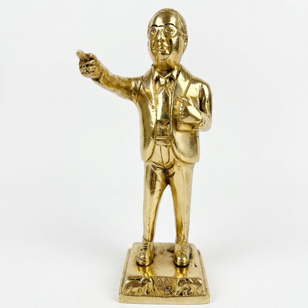 Svarn Studio Handcrafted Brass Ambedkar Ji Statue — 18 cm Pure Brass Gold Finish Figurine for Home & Office
