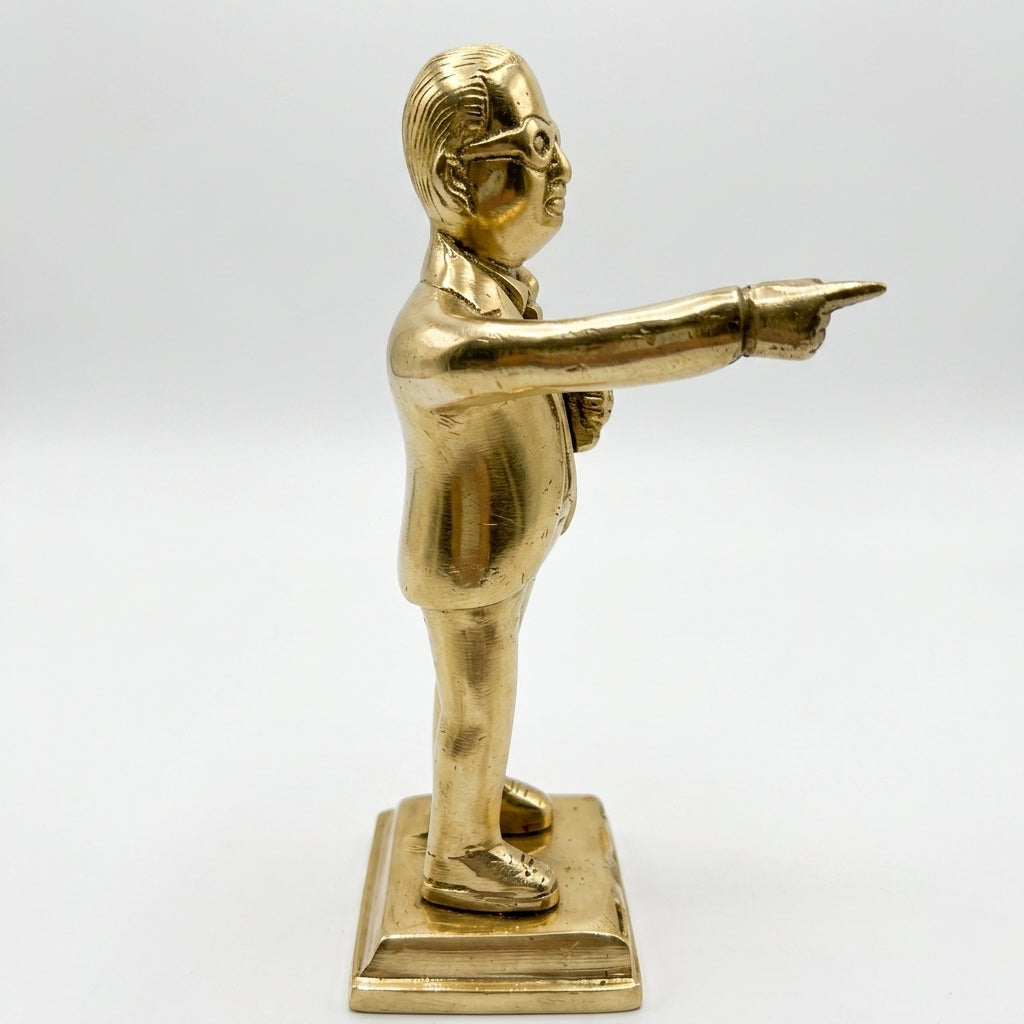 Svarn Studio Handcrafted Brass Ambedkar Ji Statue — 18 cm Pure Brass Gold Finish Figurine for Home & Office