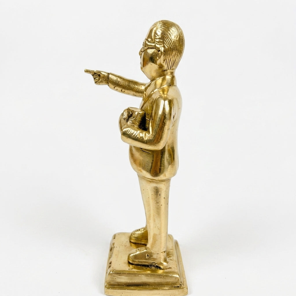 Svarn Studio Handcrafted Brass Ambedkar Ji Statue — 18 cm Pure Brass Gold Finish Figurine for Home & Office