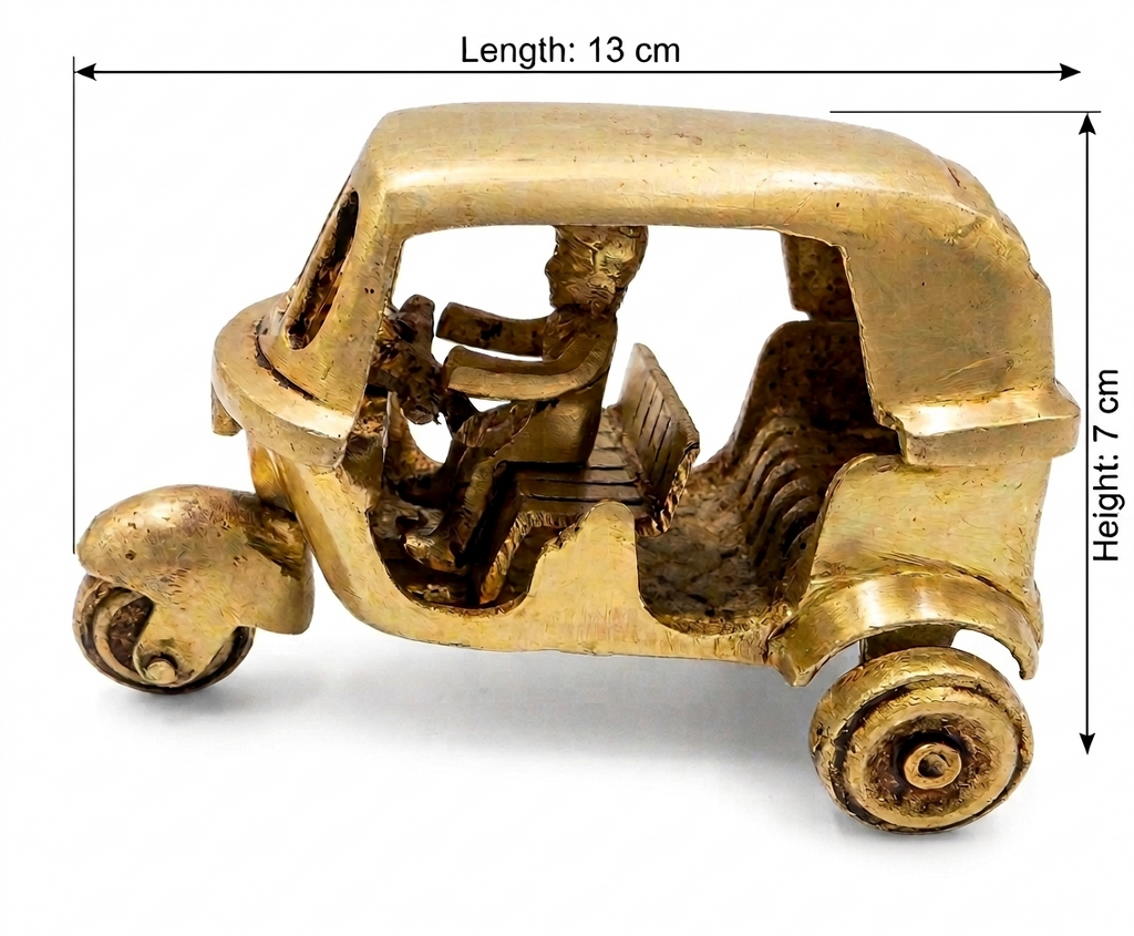 Brass Auto Rickshaw Showpiece | Handcrafted Antique Gold | Iconic Indian Décor & Gifting