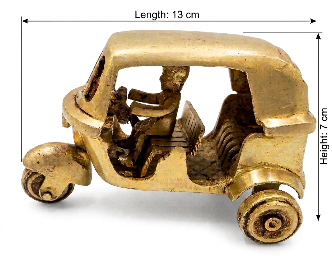 Brass Auto Rickshaw Showpiece | Handcrafted Antique Gold | Iconic Indian Décor & Gifting