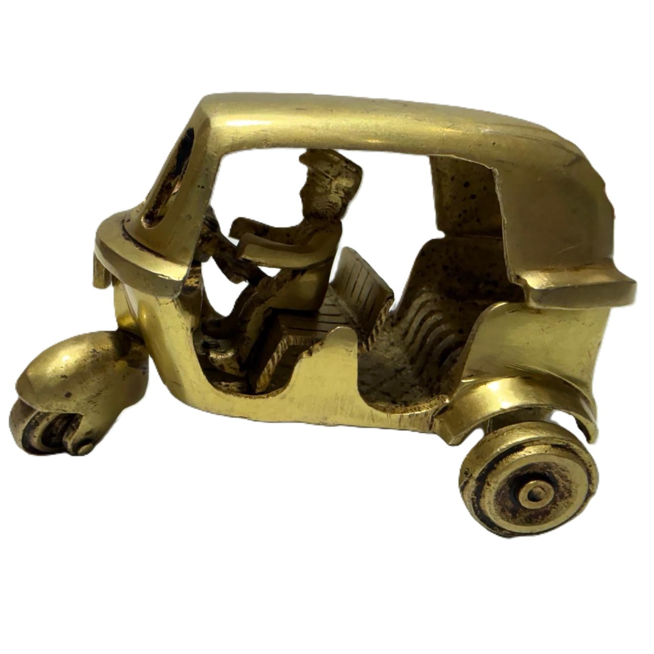 Brass Auto Rickshaw Showpiece | Handcrafted Antique Gold | Iconic Indian Décor & Gifting