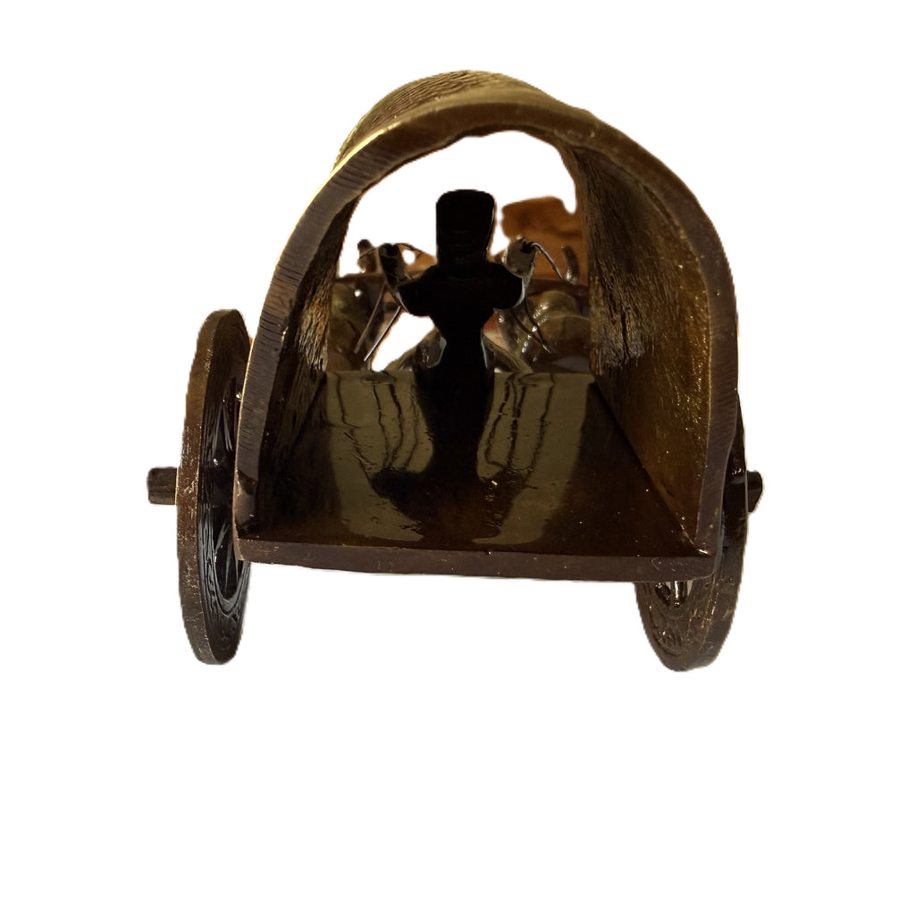 Svarn Studio Handcrafted Royal Brass Bullock Cart — Traditional Indian Ox Cart Figurine with a Mixed Patina Finish