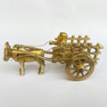 Svarn Studio Handcrafted Brass Bail Gaadi Figurine, Ox Bullock Cart with Cartman, Home Decor | 11.5 × 4.5 × 5 cm