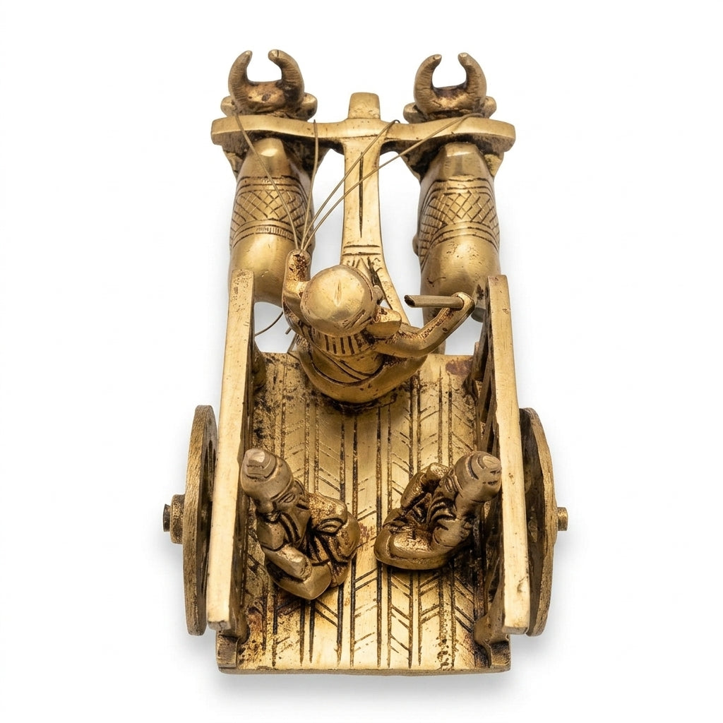 Brass Bail Gaadi with Ganesh Ji | Handcrafted Antique Gold | Traditional Art Showpiece