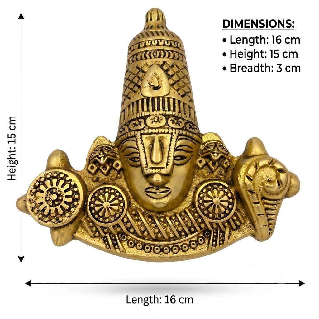 Svarn Studio Brass Balaji Mukh - Dimensions: Height 15cm, Length 16cm, Breadth 3cm