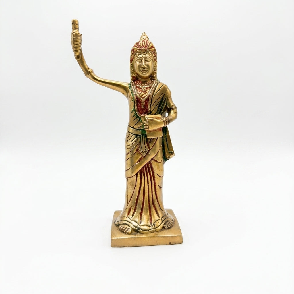 Svarn Studio Handcrafted Brass Figurine of Bharat Mata (Mother India) - Length 10 cm × Height 22 cm × Breadth 7 cm, Weight: 0.969 kg