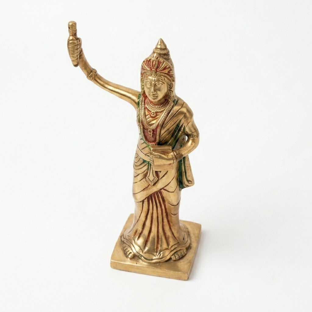 Svarn Studio Handcrafted Brass Figurine of Bharat Mata (Mother India) - Length 10 cm × Height 22 cm × Breadth 7 cm, Weight: 0.969 kg