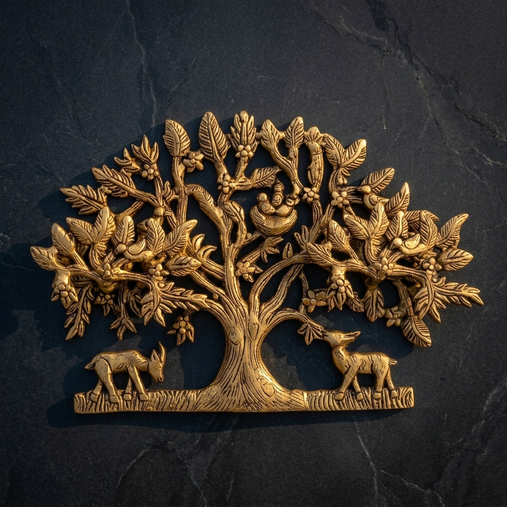 Svarn Studio Brass Tree Wall Decor | 29 × 20 × 2.5 cm , Weight: ~1.408 kg