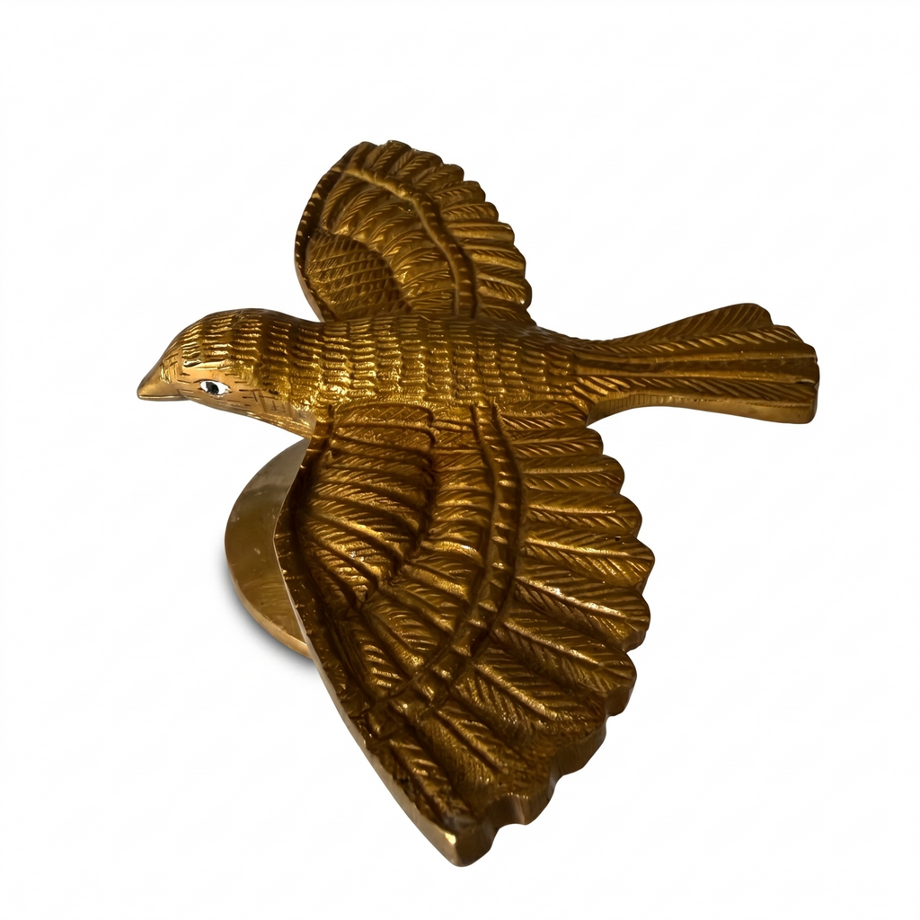 Svarn Studio Brass Flying Bird Figurine | Handcrafted Solid Brass Bird Sculpture with Antique Gold Finish | Vastu Home Décor Showpiece for Living Room, Office & Gifting