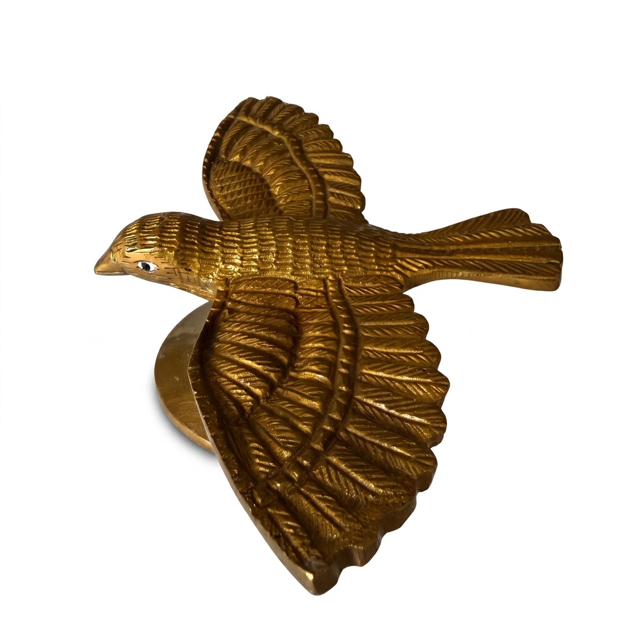 Svarn Studio Brass Flying Bird Figurine | Handcrafted Solid Brass Bird Sculpture with Antique Gold Finish | Vastu Home Décor Showpiece for Living Room, Office & Gifting