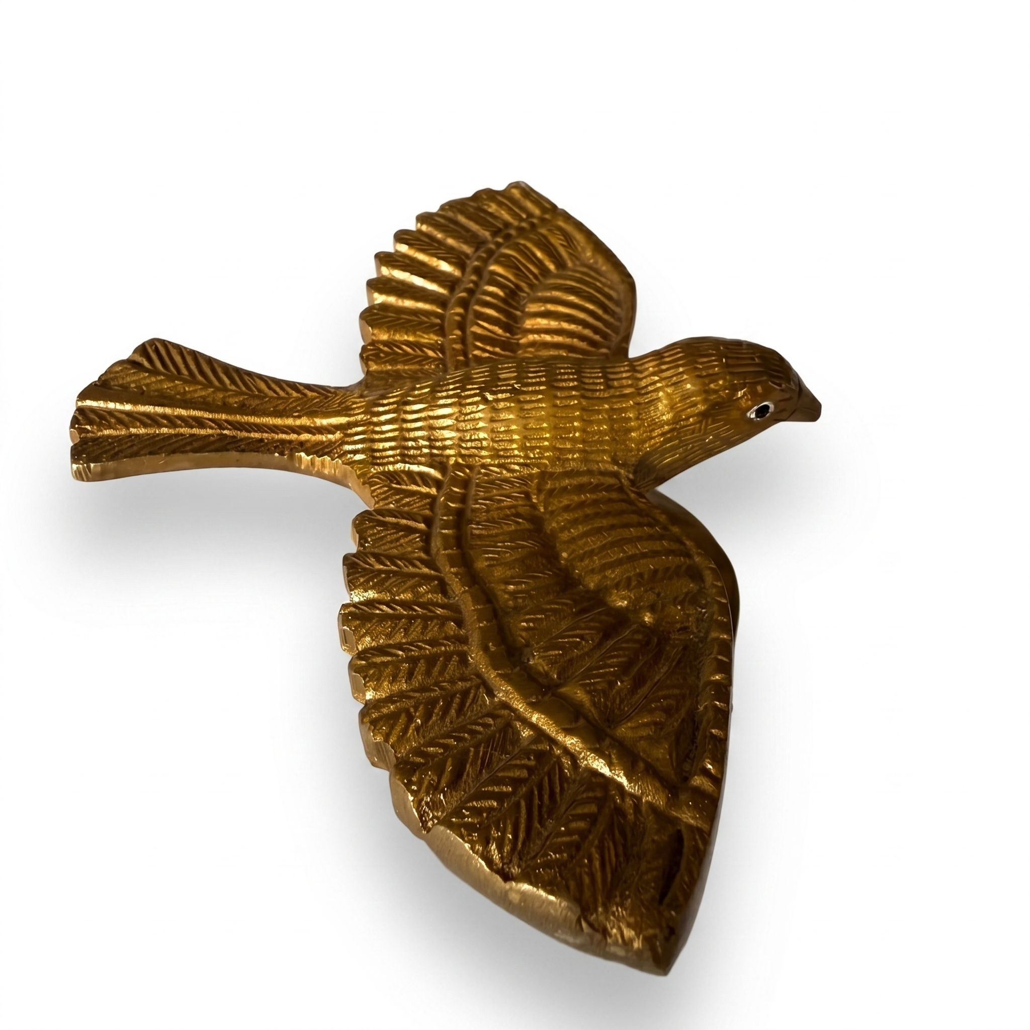 Svarn Studio Brass Flying Bird Figurine | Handcrafted Solid Brass Bird Sculpture with Antique Gold Finish | Vastu Home Décor Showpiece for Living Room, Office & Gifting