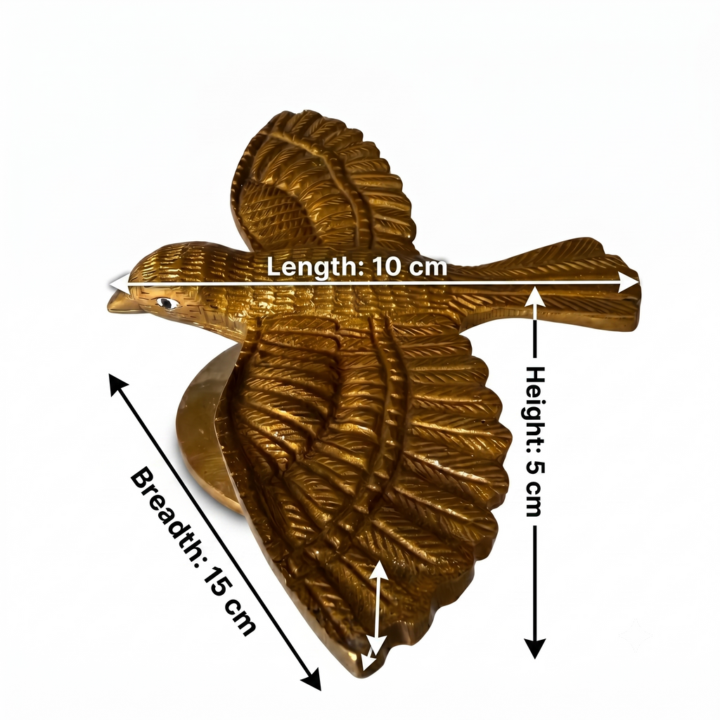 Svarn Studio Brass Flying Bird Figurine | Handcrafted Solid Brass Bird Sculpture with Antique Gold Finish | Vastu Home Décor Showpiece for Living Room, Office & Gifting