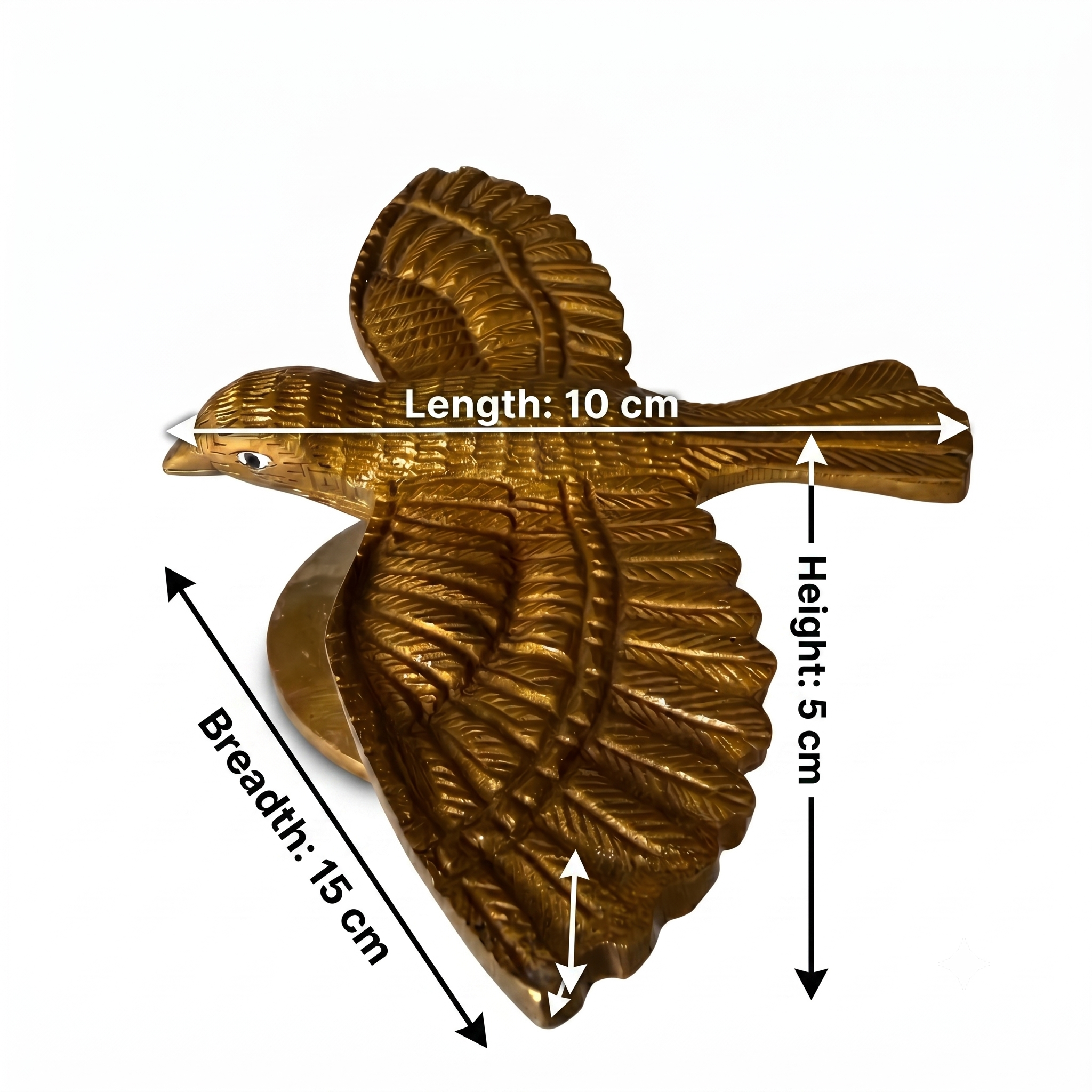 Svarn Studio Brass Flying Bird Figurine | Handcrafted Solid Brass Bird Sculpture with Antique Gold Finish | Vastu Home Décor Showpiece for Living Room, Office & Gifting