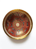 Svarn Studio Brass Meenakari Bowl Cobalt Blue Emerald Green - Top View White Background