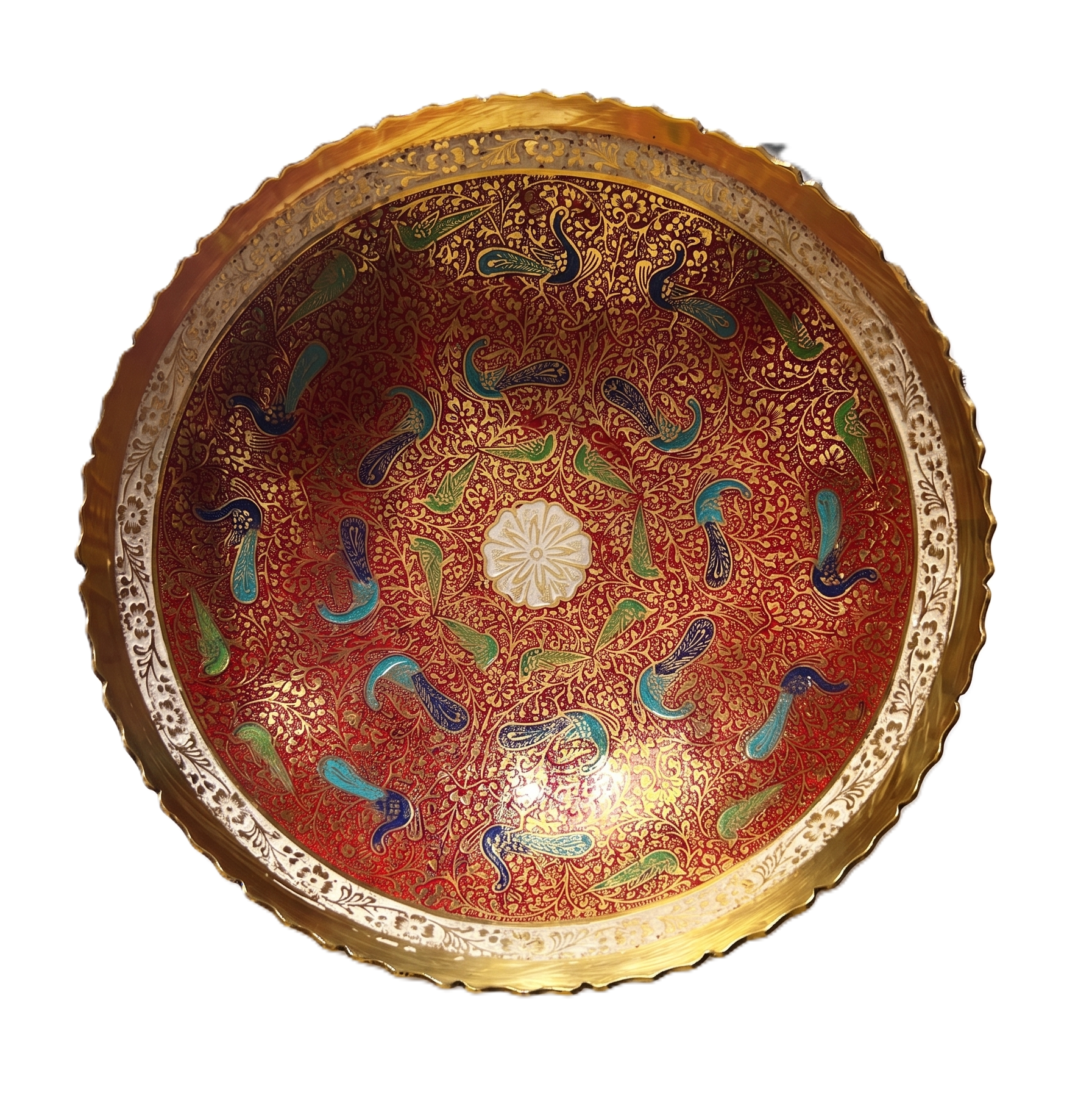 Svarn Studio Brass Meenakari Bowl Cobalt Blue Emerald Green - Lifestyle Collage Dining Pooja Decor