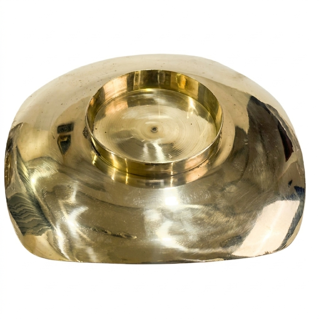 Svarn Studio Brass Red & Turquoise Meenakari Square Bowl - Square - Length 25.5 cm × Breadth 25.5 cm × Height 4 cm