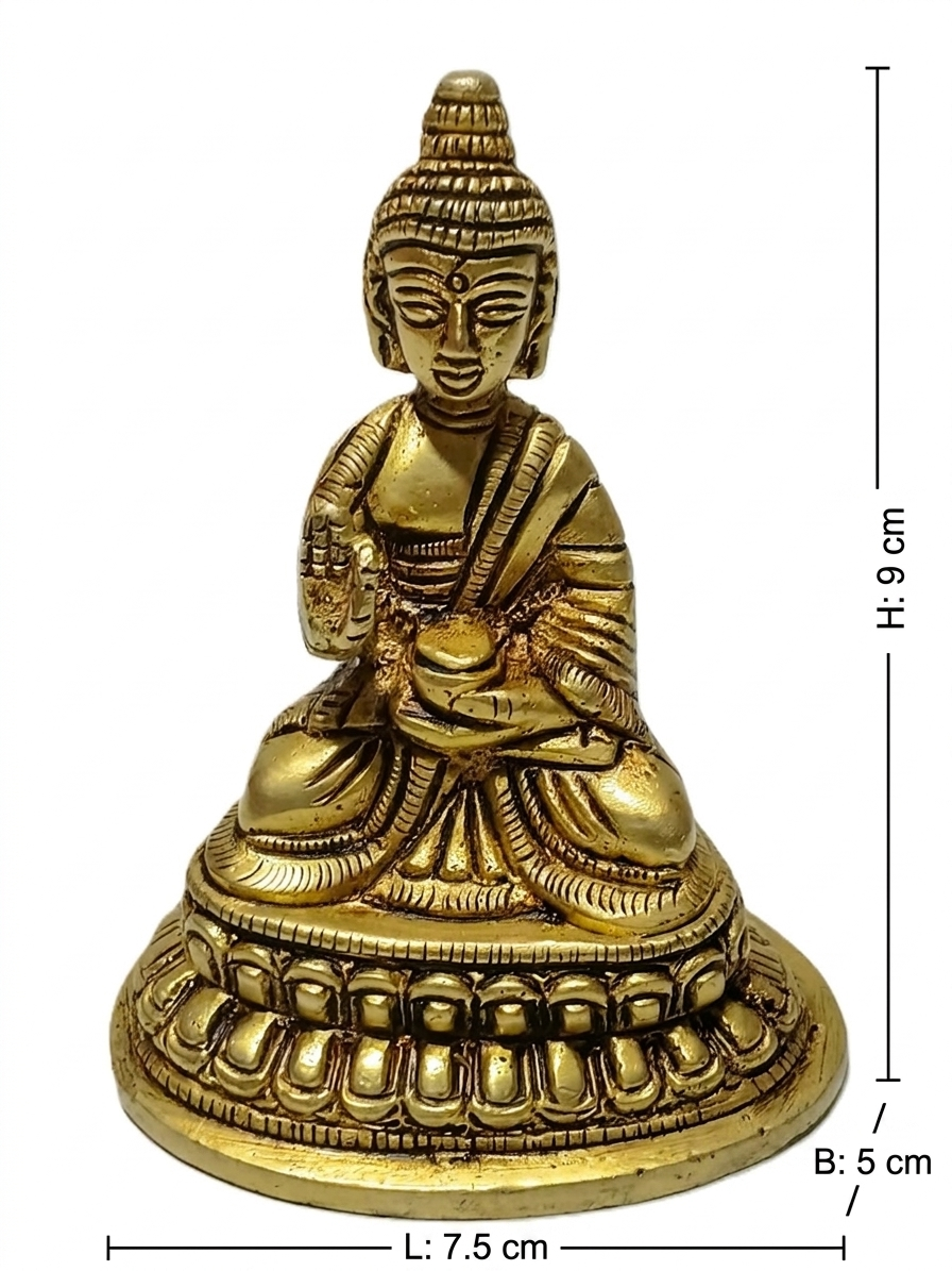 Brass Buddha Idol | Handcrafted Antique Gold Finish | Meditation & Home Décor