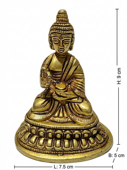 Brass Buddha Idol | Handcrafted Antique Gold Finish | Meditation & Home Décor