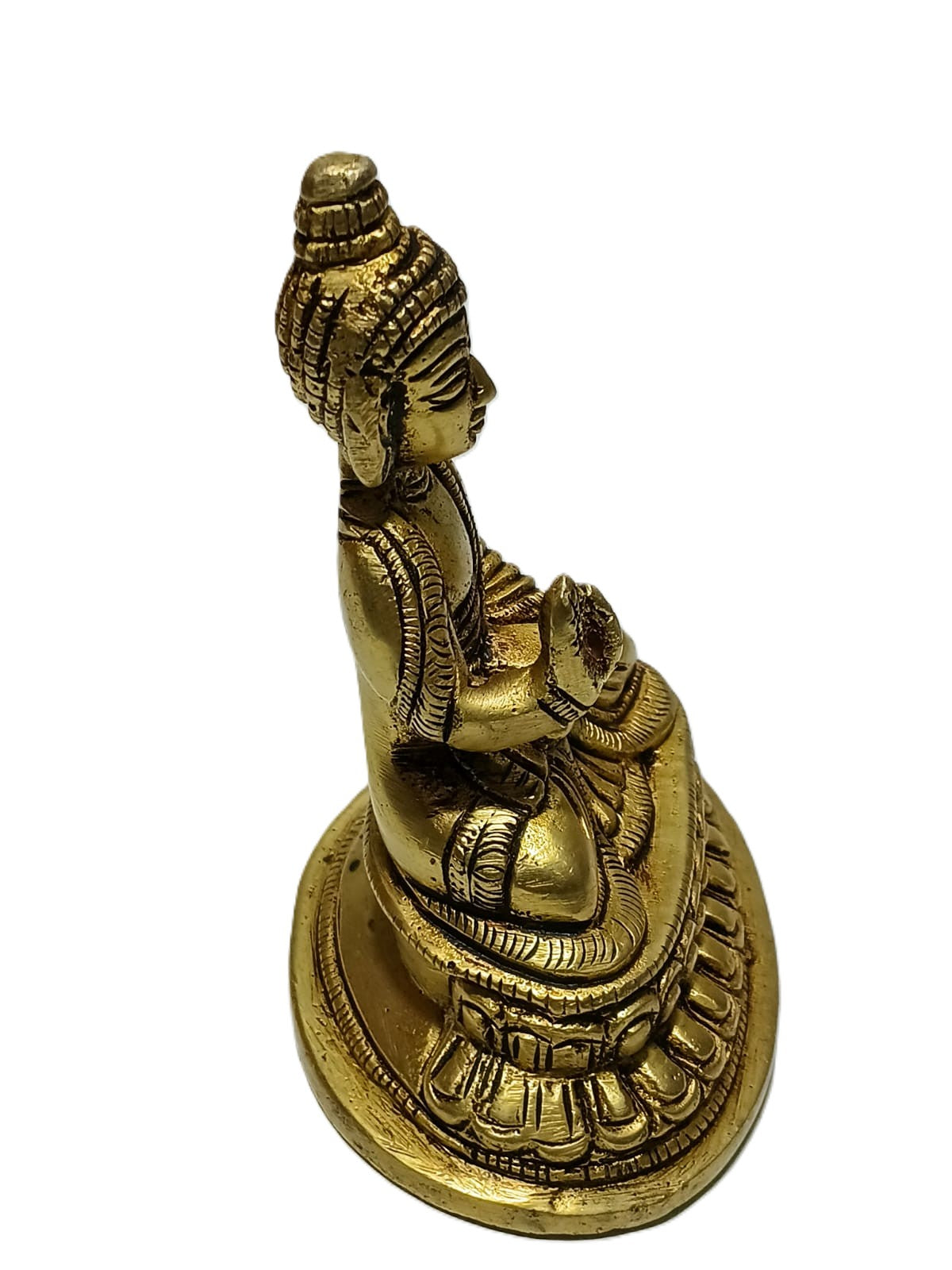 Brass Buddha Idol | Handcrafted Antique Gold Finish | Meditation & Home Décor