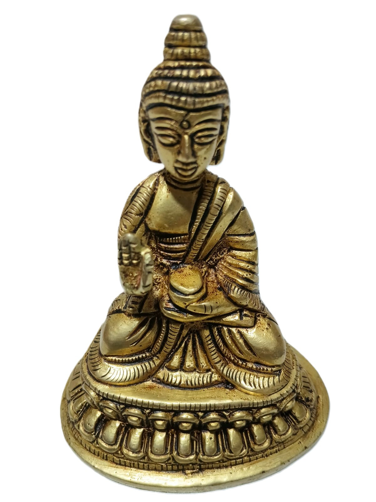 Brass Buddha Idol | Handcrafted Antique Gold Finish | Meditation & Home Décor