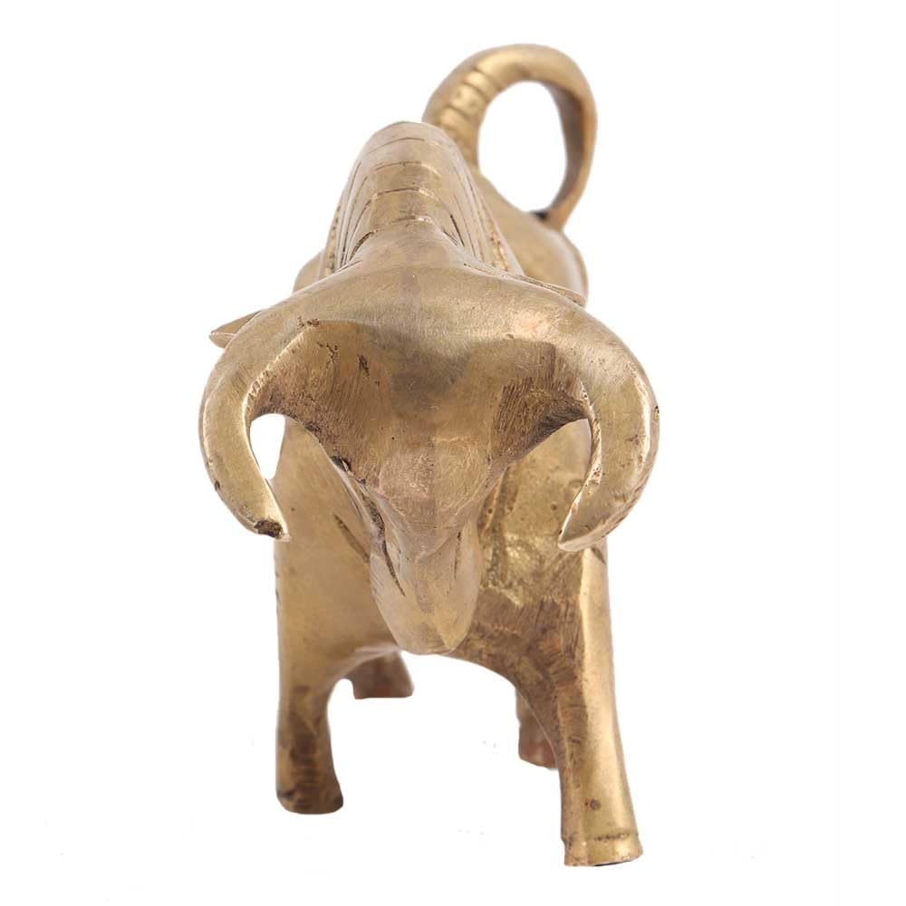 Solid Brass Bull Statue | Hand-Engraved Charging Bull Figurine | Svarn Studio