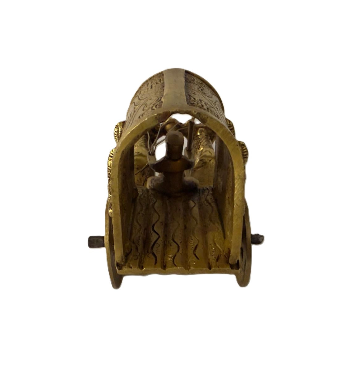 Svarn Studio Brass Bullock Cart Figurine with Engraved Lakshmi & Ganesha, Handcrafted Premium Antique Fine Design