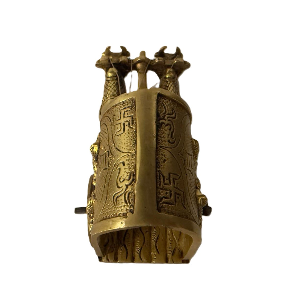 Svarn Studio Brass Bullock Cart Figurine with Engraved Lakshmi & Ganesha, Handcrafted Premium Antique Fine Design