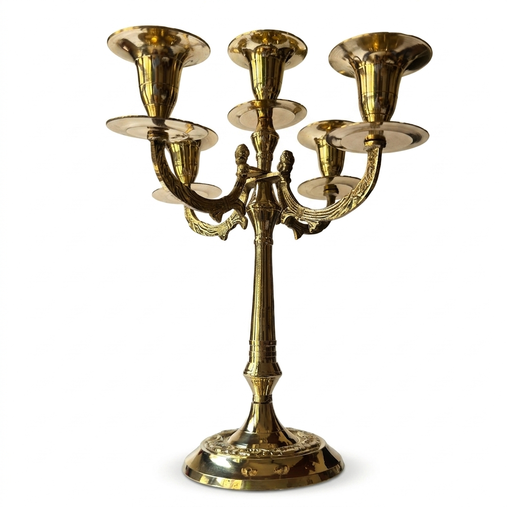Svarn Studio Brass Candelabra 5-Arm - Side View White Background