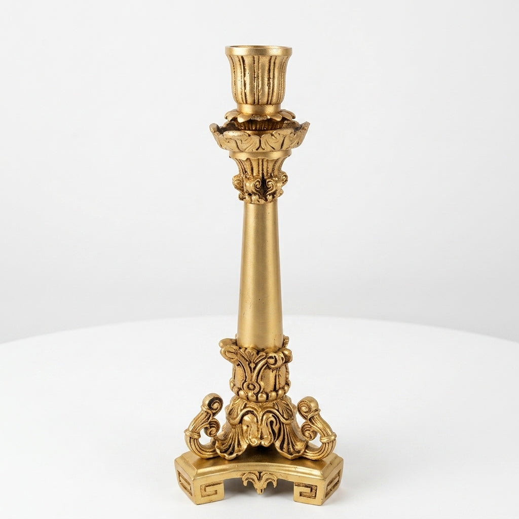 Brass Candle Stand | Handcrafted Antique Gold Finish | Home Décor & Gifting