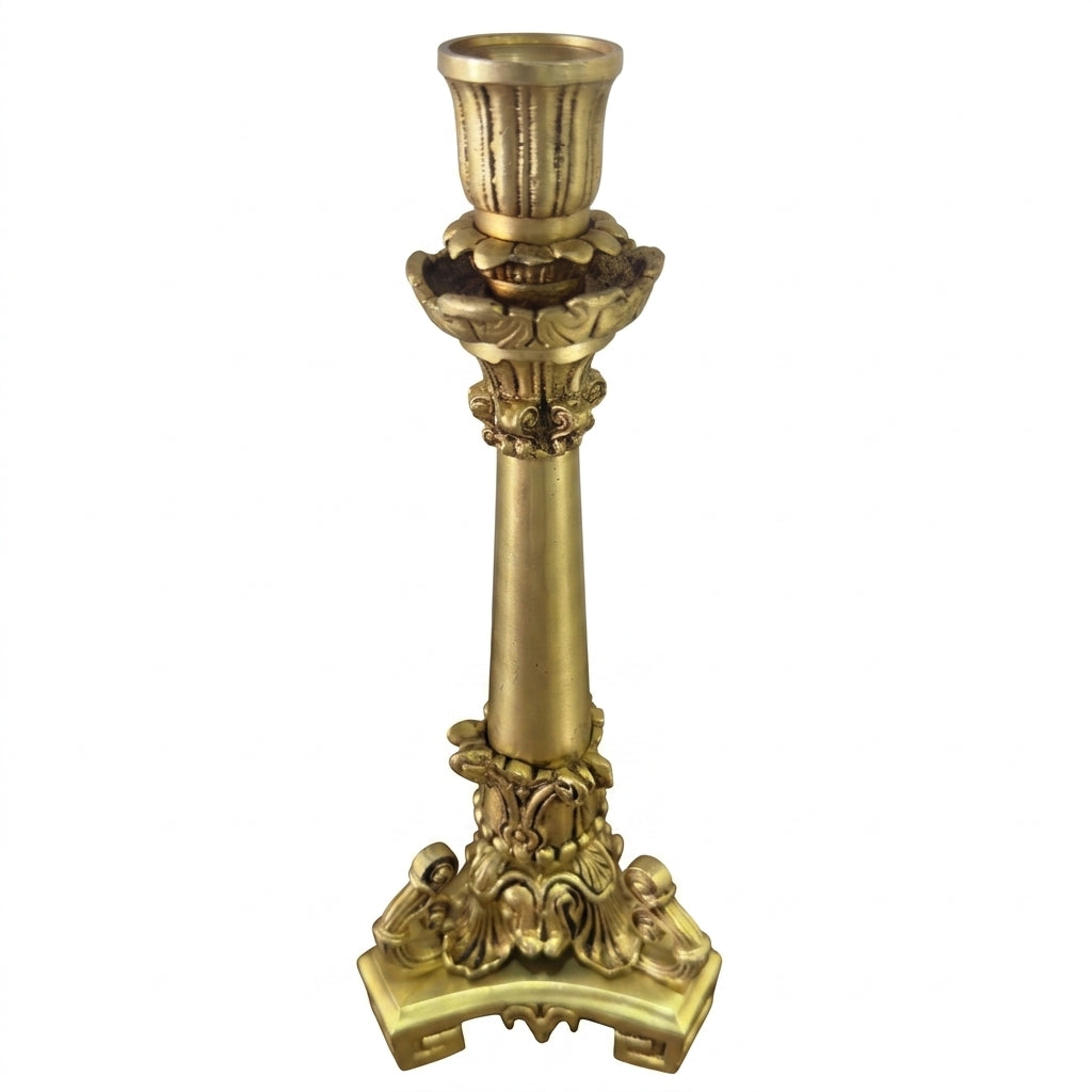 Brass Candle Stand | Handcrafted Antique Gold Finish | Home Décor & Gifting