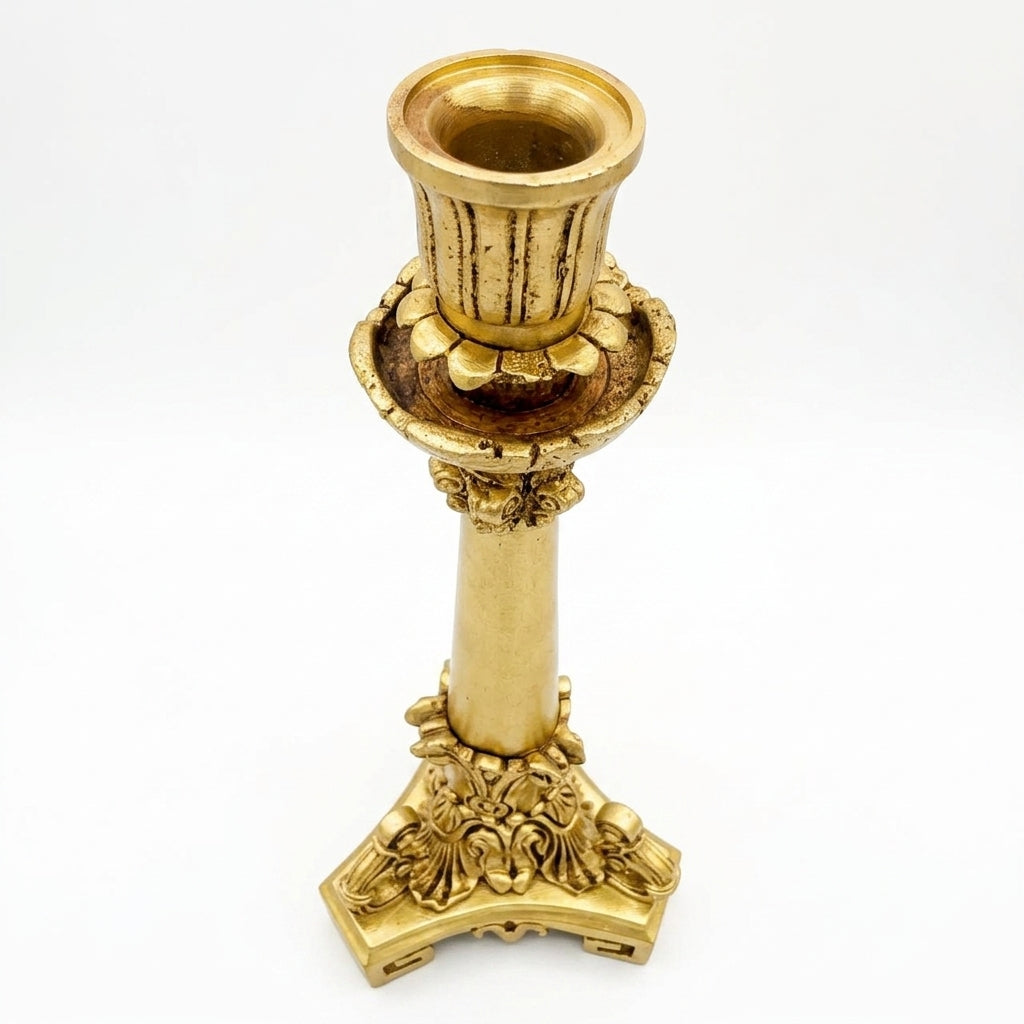 Brass Candle Stand | Handcrafted Antique Gold Finish | Home Décor & Gifting