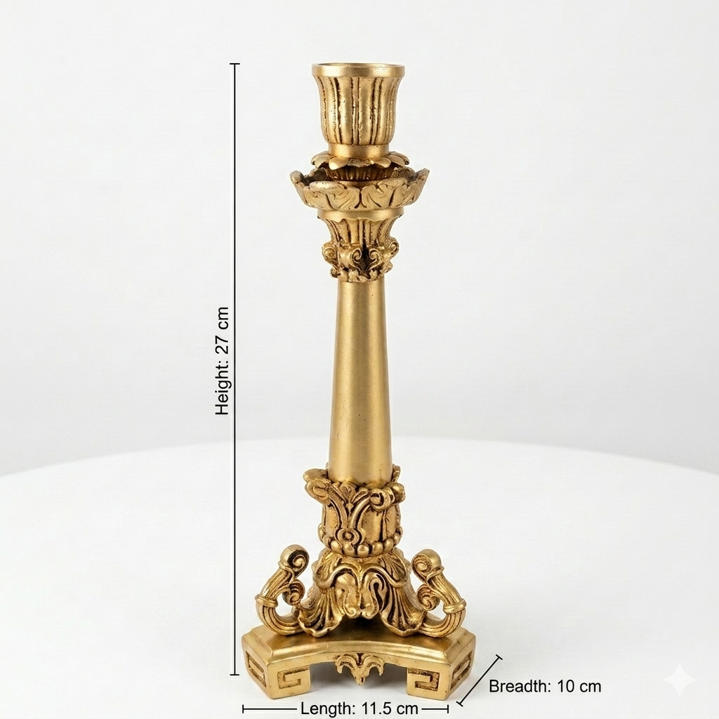 Brass Candle Stand | Handcrafted Antique Gold Finish | Home Décor & Gifting