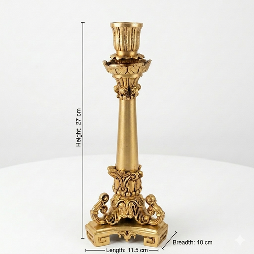 Brass Candle Stand | Handcrafted Antique Gold Finish | Home Décor & Gifting
