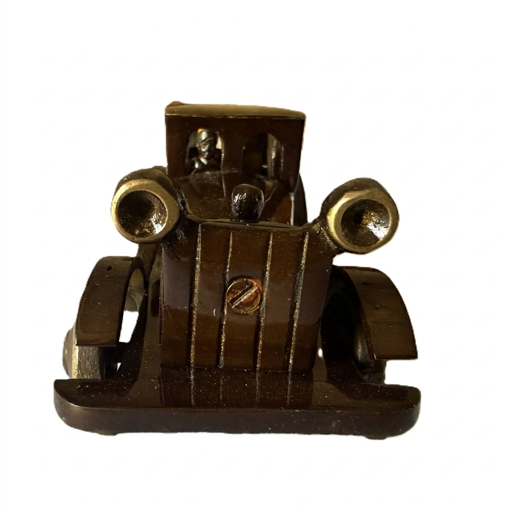 Svarn Studio Handcrafted Brass Vintage Motor Car Showpiece — 5.12 Inch Pure Brass Antique Miniature for Home & Office Décor