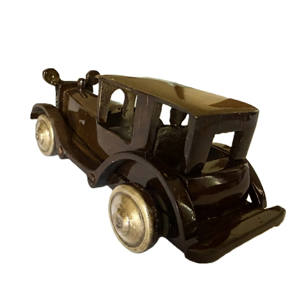 Svarn Studio Handcrafted Brass Vintage Motor Car Showpiece — 5.12 Inch Pure Brass Antique Miniature for Home & Office Décor