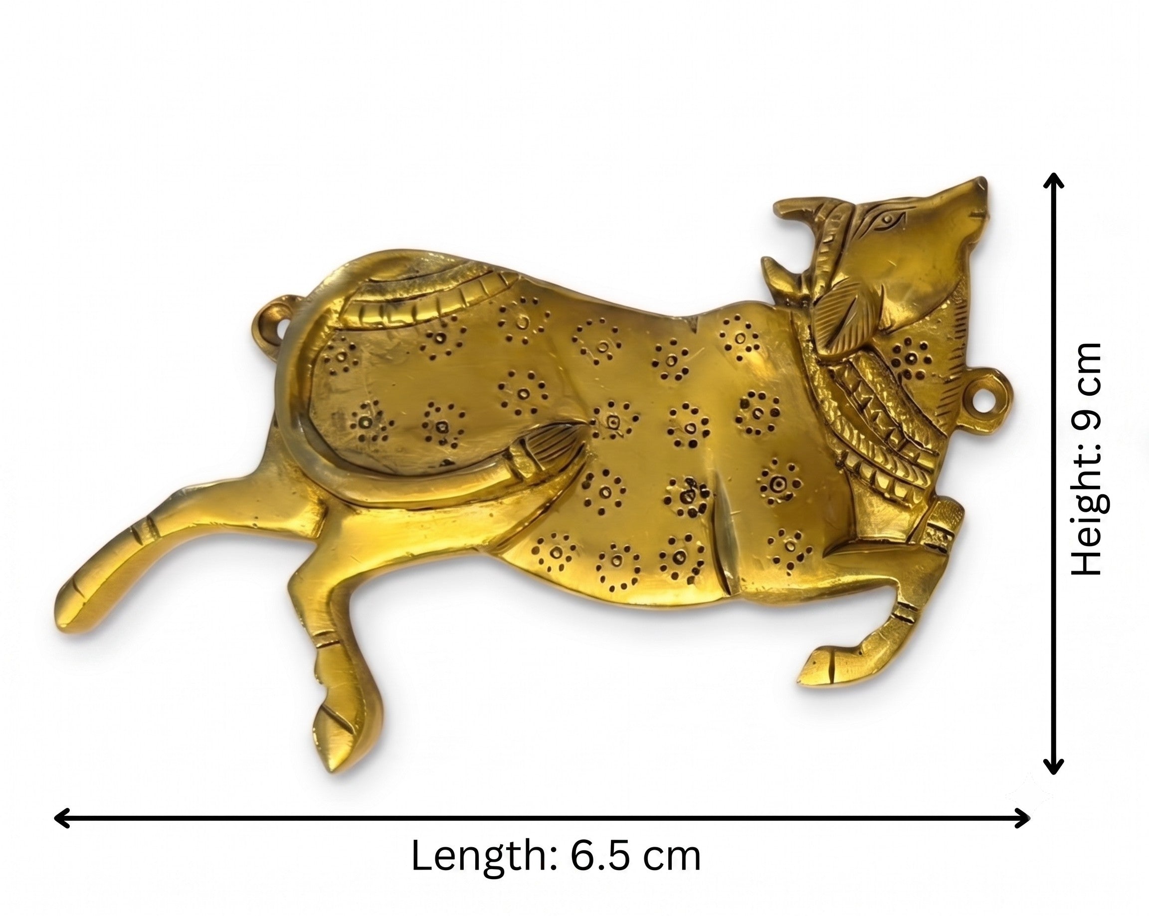 Svarn Studio Brass Sacred Cow - Dimensions of individual piece: Length 16.5cm, Height 13cm, Breadth 3cm