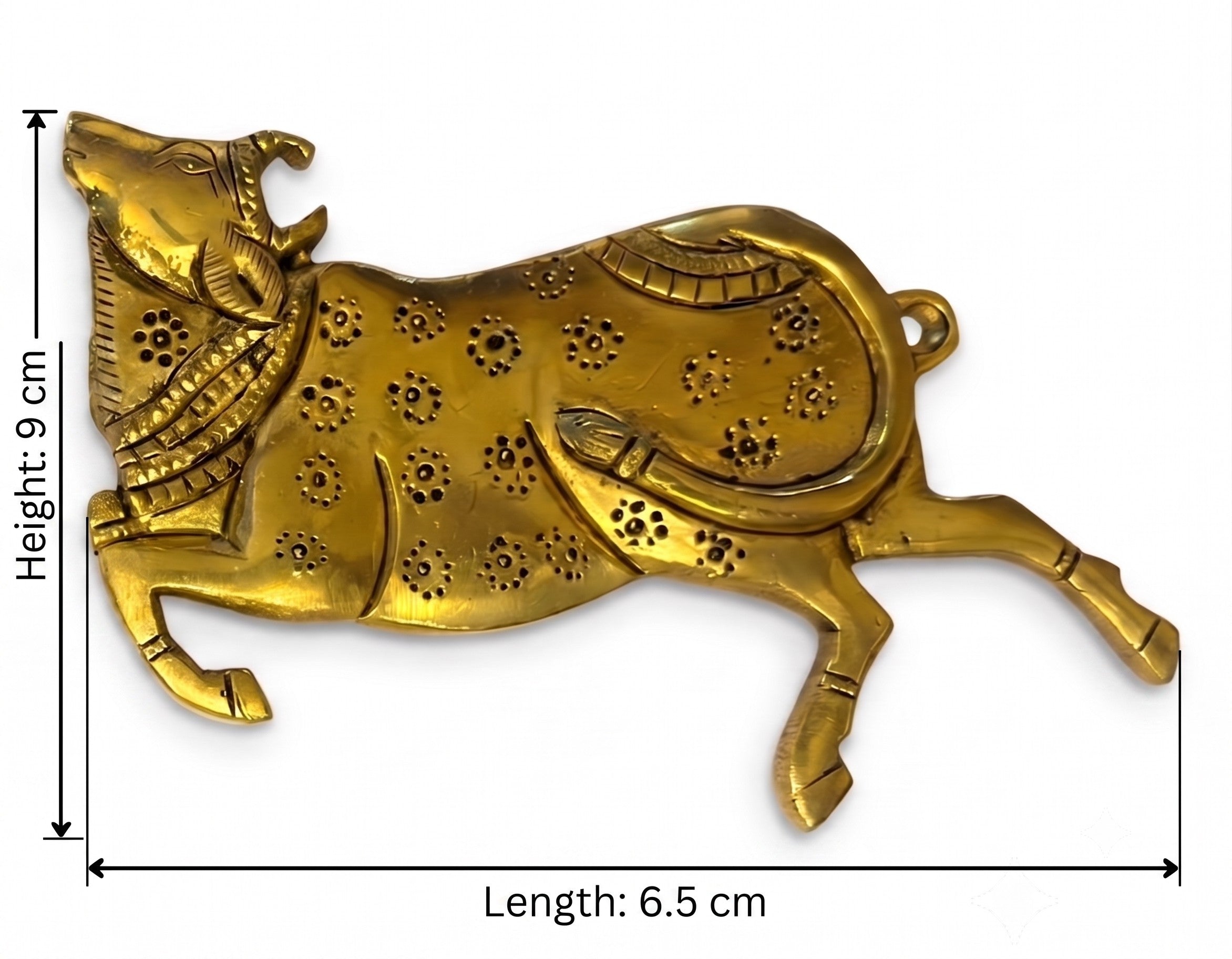 Svarn Studio Brass Sacred Cow - Set of 2 dimensions reference showing both pieces side by side