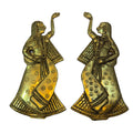 Svarn Studio Brass Dancing Lady Wall Décor — Handcrafted Antique Gold, Traditional Indian Style (Set of 2)
