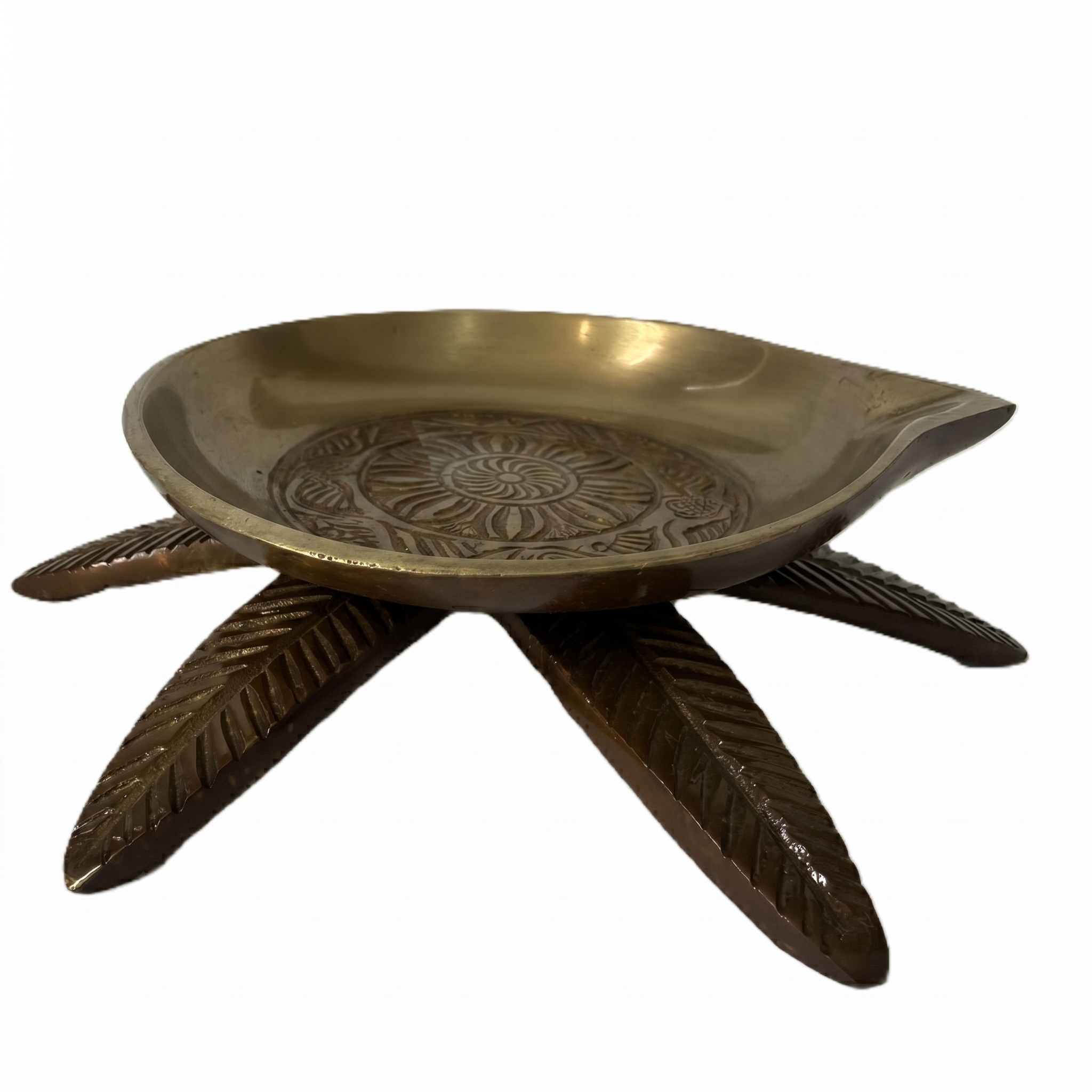 Svarn Studio Brass Tortoise Deepak | Handcrafted Solid Brass Diya on Tortoise Leaf Base | Antique Gold Finish Puja Lamp for Home Mandir, Diwali Décor & Gifting