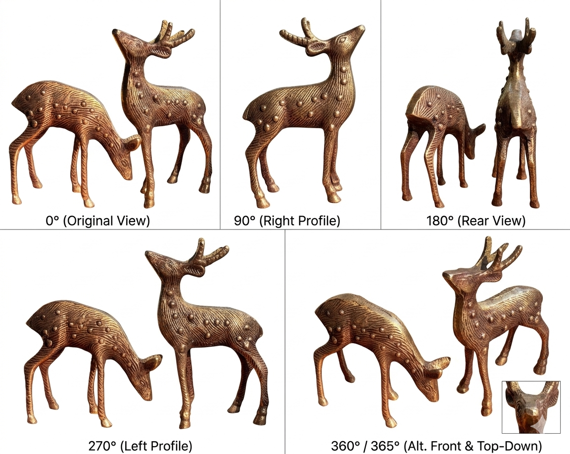 Svarn Studio pure brass deer pair showpiece handcrafted antique finish set of 2 deer figurines home decor