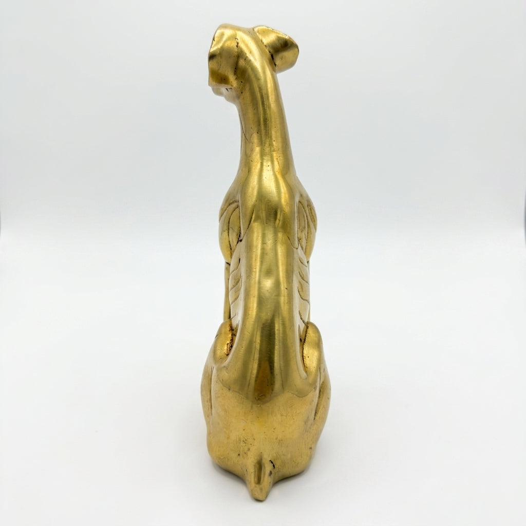 Svarn Studio Brass Dog Figurine | Sitting Greyhound | Antique Gold | 19 cm